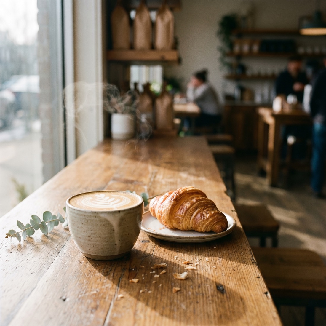 AI-generated coffee and croissant
