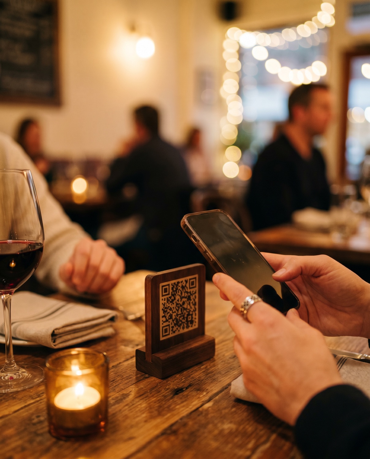 Scanning a QR at the table